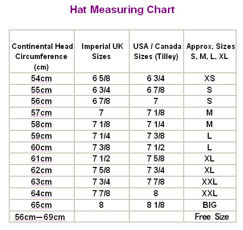 L Xl Hat Size Chart