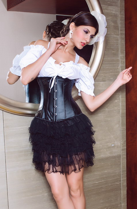 Black Waist Cincher underbust corset-YOKO5109-Black